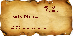 Tomik Mária névjegykártya
